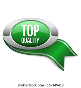 Green top quality button with ribbon