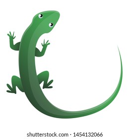 Green top view lizard icon. Cartoon of green top view lizard vector icon for web design isolated on white background