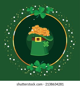green tophat and treasure coins card