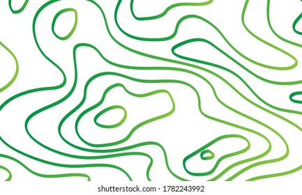 Fondo del mapa de contorno de línea topográfica verde, mapa de cuadrícula geográfica.