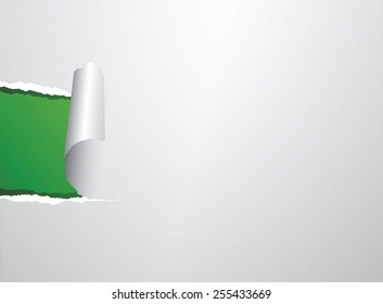 Green torn paper beginning 