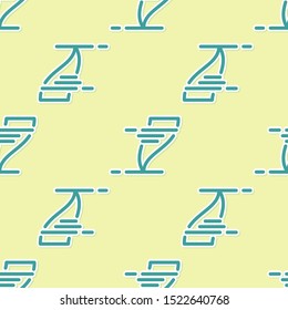Green Tornado icon isolated seamless pattern on yellow background. Cyclone, whirlwind, storm funnel, hurricane wind or twister weather icon.  Vector Illustration