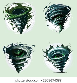 colección vectorial de ilustraciones de tornado verde