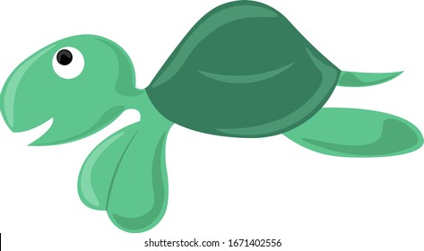 Green tortoise, illustration, vector on white background.