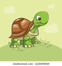 tortuga verde en la colina verde