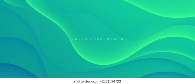 Green tosca abstract background wavy texture design vector