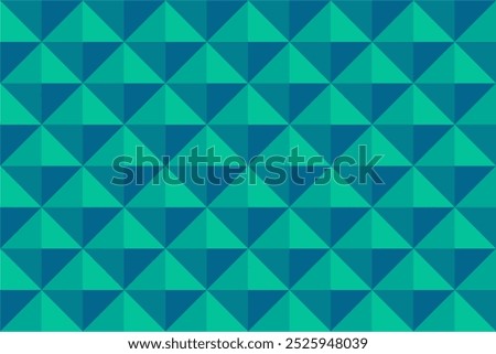 Green tosca background in diamond shape pattern. Triangle 3D pixel background.