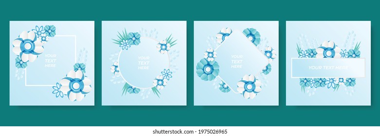 Green tosca floral template for summer sale banner, social media post or story design. Modern design for banner, flyer, invitation, poster, web site or greeting card. Paper cut style