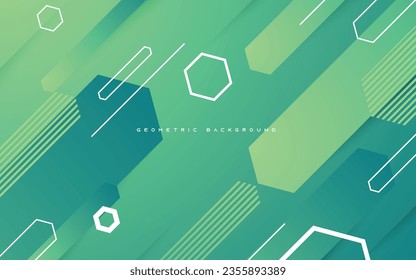 Green tosca gradient geometric line polygonal shape background