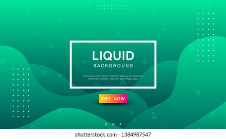 Green tosca liquid color background. Dynamic textured geometric element design with dots decoration. Modern gradient light vector illustration.