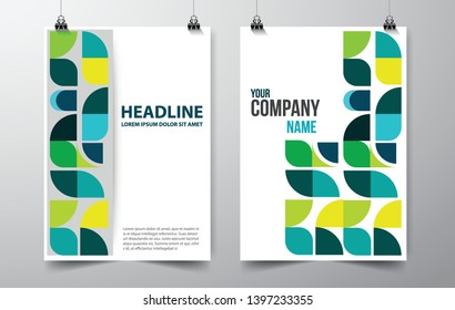 Green and tosca multi colour Brochure, leaflet, flyer, cover template. Modern Geometric Abstract background. minimalistic design creative concept

