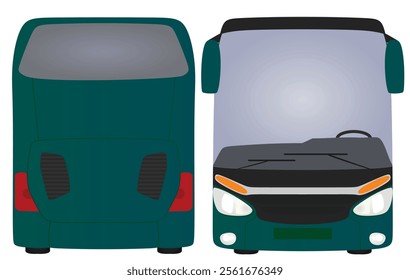 Green  tourist bus. vector illustration