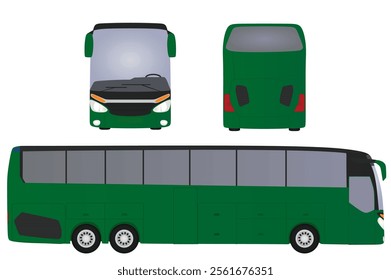 Green  tourist bus. vector illustration