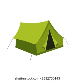 Green tourist camping tent isolated on white background. Party event or camp tent vector icon. Tourism illustration.