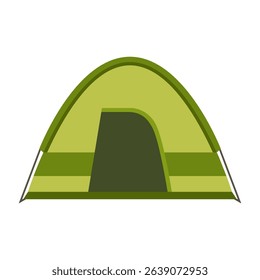Green tourist camping tent isolated on white background. Party event or camp tent vector icon. Flat design illustration.