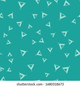 Green Tourist tent icon isolated seamless pattern on green background. Camping symbol.  Vector Illustration