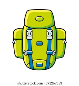 Green touristic hiking backpack.