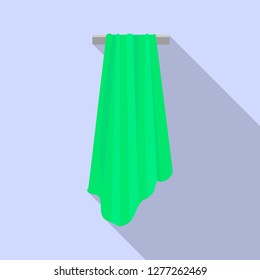 Green towel icon. Flat illustration of green towel vector icon for web design