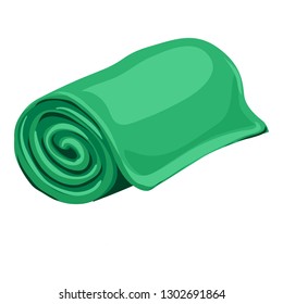 Green towel roll icon. Cartoon of green towel roll vector icon for web design isolated on white background