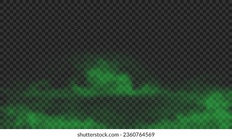 Green toxic fog on ground. Vector illustration.