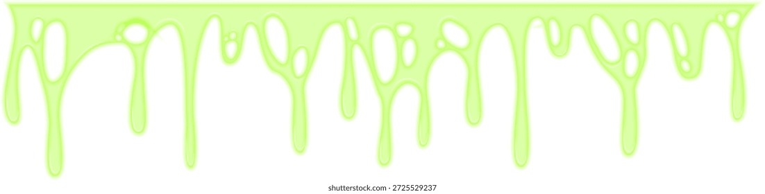 Líquido tóxico verde formando um derramamento brilhante e dinâmico com gotejamento fluido.