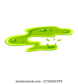 Charco de líquido tóxico verde que muestra un derrame y goteo de gotas, creando un peligro que representa la contaminación ambiental, los desechos químicos y los residuos de experimentos científicos