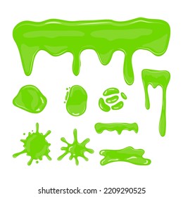 Green toxic slime flat vector elements set