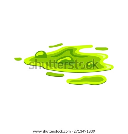 Green toxic slime puddle oozing on a white background, representing hazardous waste, chemical spills, pollution, and a cartoonish gross, gooey effect for various visual projects