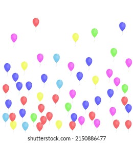 Vector blanco de fondo de juguete verde. Frontera de cumpleaños del aire. Multicolor Realista. Baluón rosa. Plantilla Brillante Ballon.
