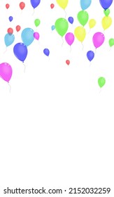 Green Toy Background White Vector. Helium Present Design. Blue Birthday. Pink Balloon. Confetti Holiday Template.