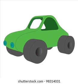 Green Toy Car Isolated Over A White Background