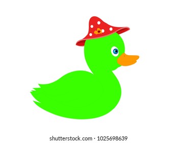 Green Toy Duck - Cartoon Vector Image