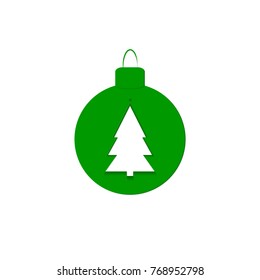 Green toy icon, Christmas tree, flat design template, Xmas symbol, vector illustration