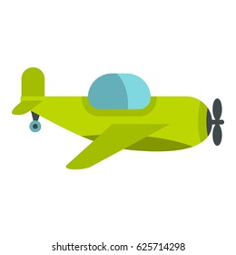 Green toy plane icon flat isolated on white background vector illustration