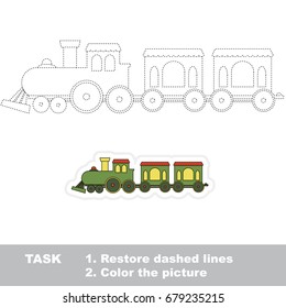Green Toy Train. Dot to dot educational game for kids.