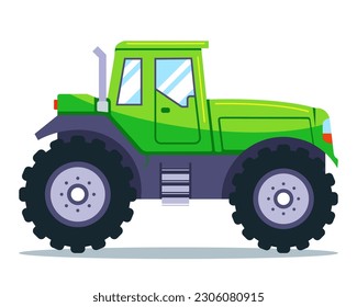 tractor verde para trabajos agrícolas. ilustración vectorial plana