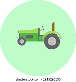 Green tractor, illustration, vector on a white background.