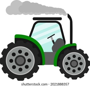 Green tractor, illustration, vector on a white background.