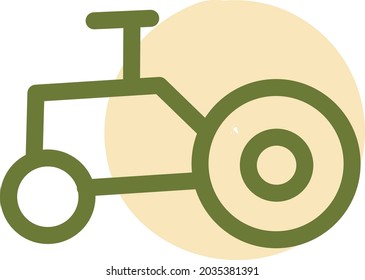 Green tractor, illustration, vector, on a white background.