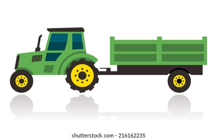 green tractor with trailer 