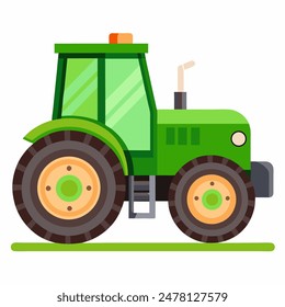 green tractor with two wheels made in vector graphics