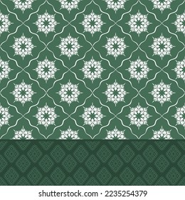 Green traditional ethnic pattern flowers paisley background abstract pattern wallpaper seamless pattern for fabric print cloth dress carpet curtains rug Sarong 