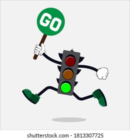 green traffic light character vector