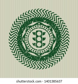 Green traffic light icon inside distressed grunge seal