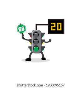 The green traffic light vector illustration commands the way back, this illustration is suitable for learning traffic rules