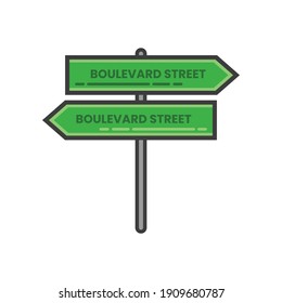 Green traffic road sign editable text. Street sign for make a decission ways to go. Road markings.