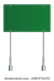 Green traffic sign. Road board text panel, mockup signage direction highway city signpost location street arrow way vector