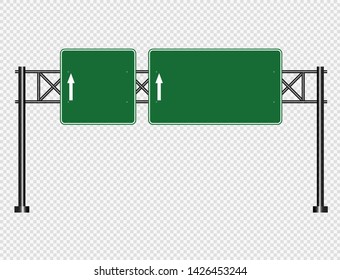 Green traffic sign,Road board signs isolated on transparent background.Vector illustration