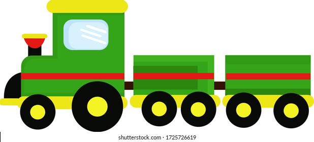 Green train, illustration, vector on white background