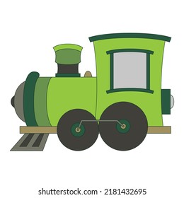 Green train Vector. Cartoon illustration.